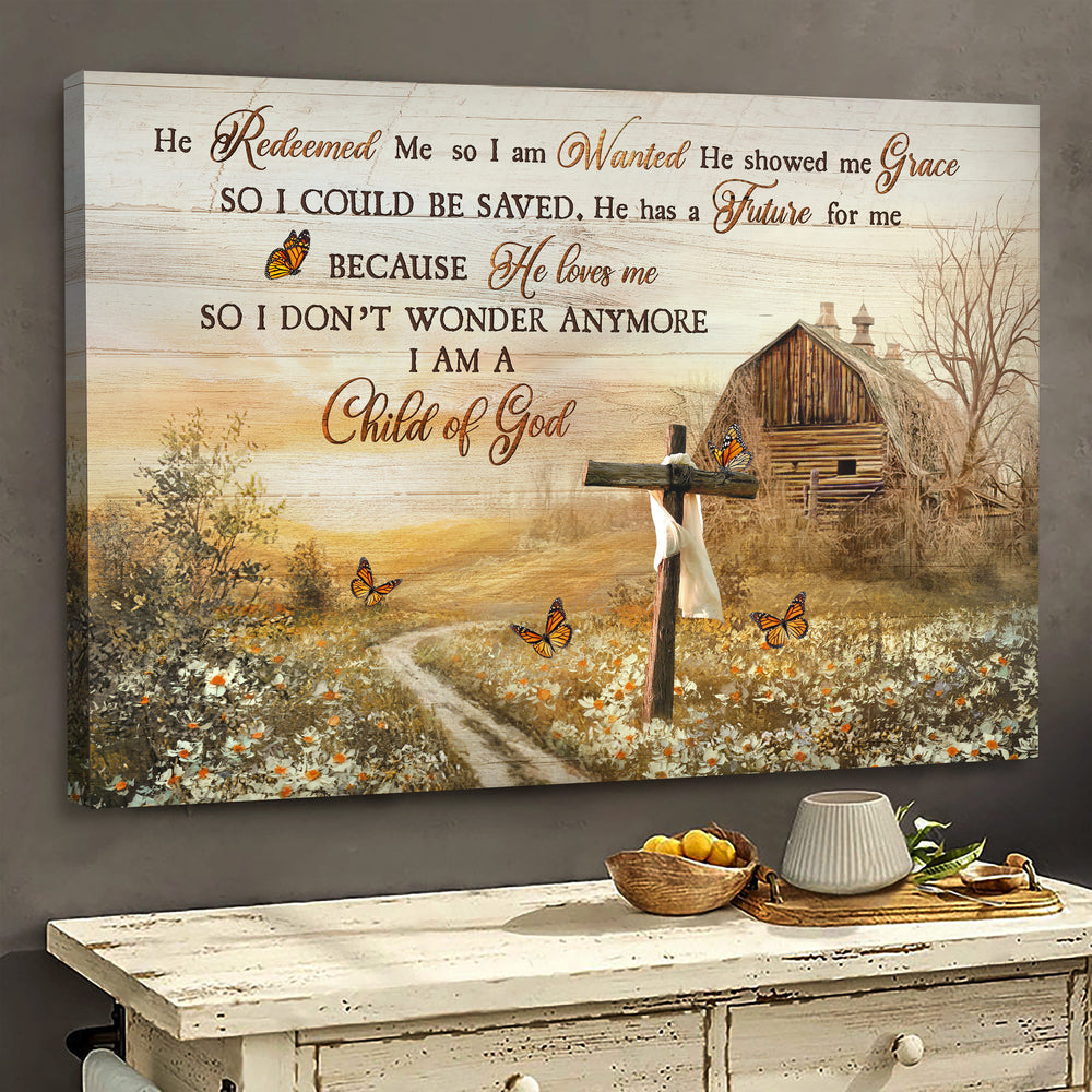 Jesus Beautiful Farm Old Cross He Redeemed Me Canvas Wall Art – Jesus Canvas Pictures – Christian Wall Posters