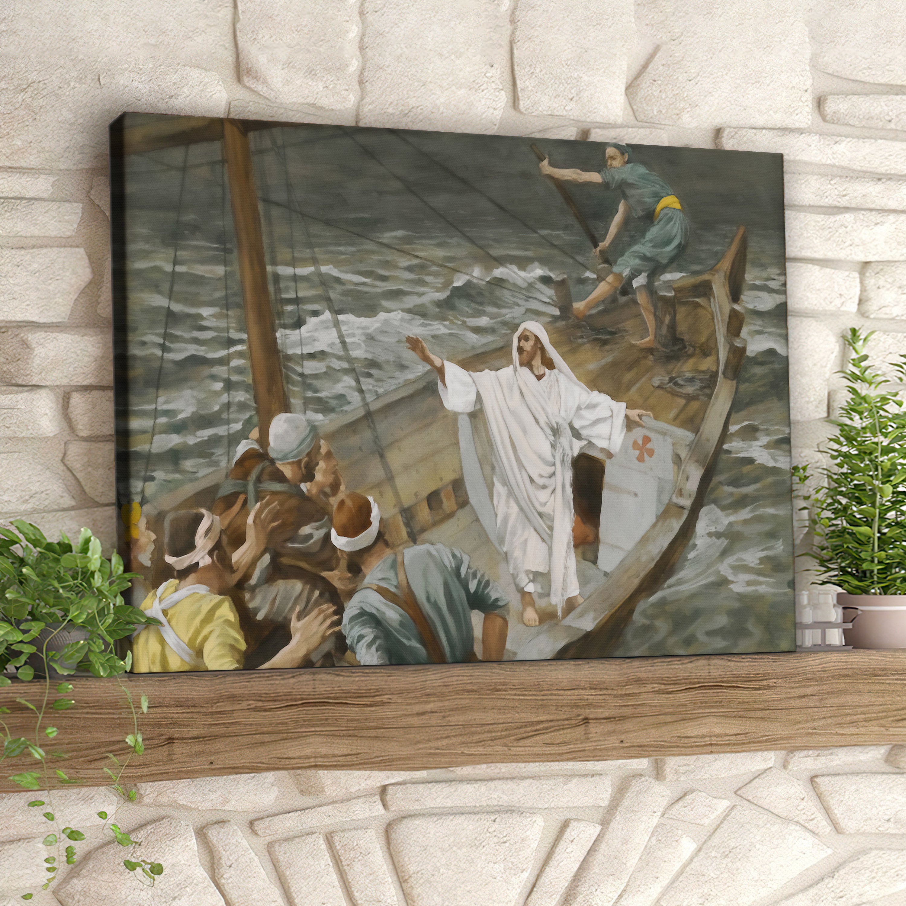 Jesus Calms the Storm at the Sea – Matthew 8:24-34 – Christ Pictures – Christian Canvas Prints – Faith Canvas – Gift For Christian