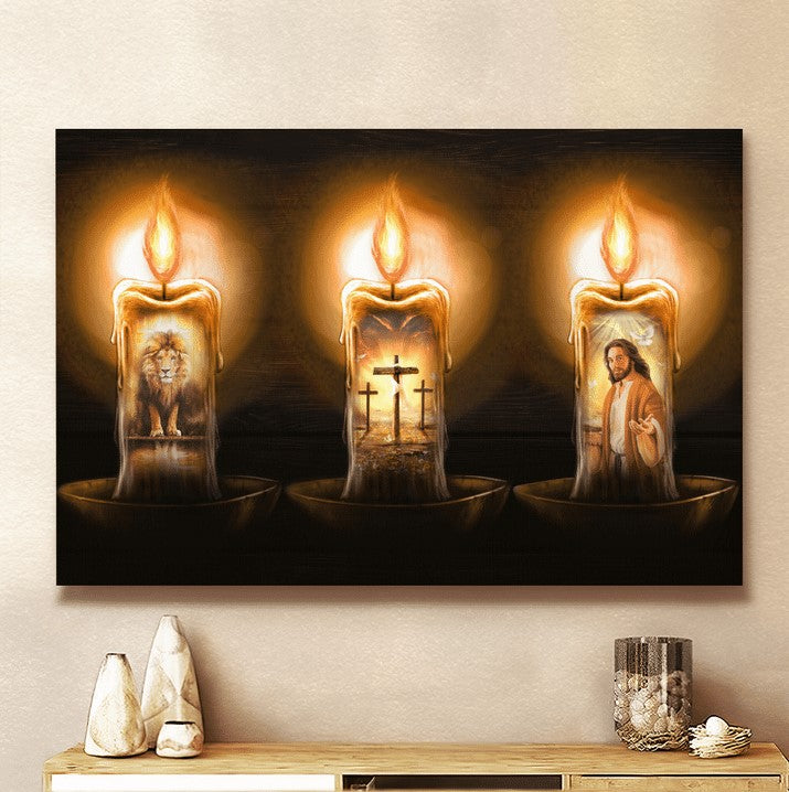 Jesus Candle Panting Canvas Wall Art – Jesus Canvas Pictures – Christian Wall Posters