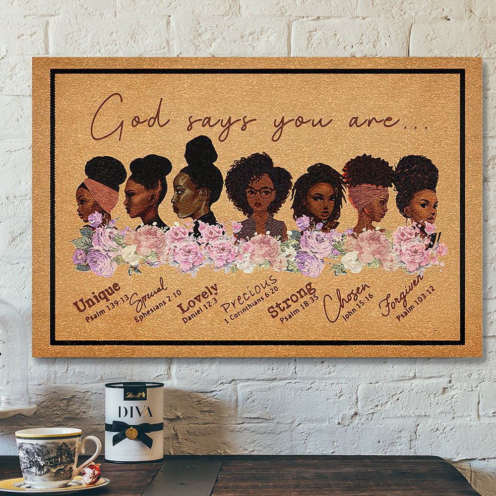 Jesus Canvas Art – Bible Verse Canvas- God Says You Are Unique Special Lovely Precious Strong Chosen Forgiven Canvas Poster