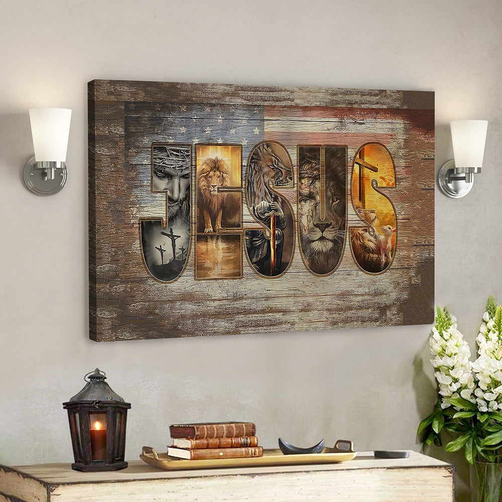 Jesus Canvas Art – Bible Verse Wall Art Canvas – Jesus 4th Of July Canvas Poster