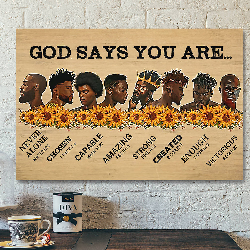 Jesus Canvas Art – Scripture Canvas Wall Art – God Says You Are Canvas Poster