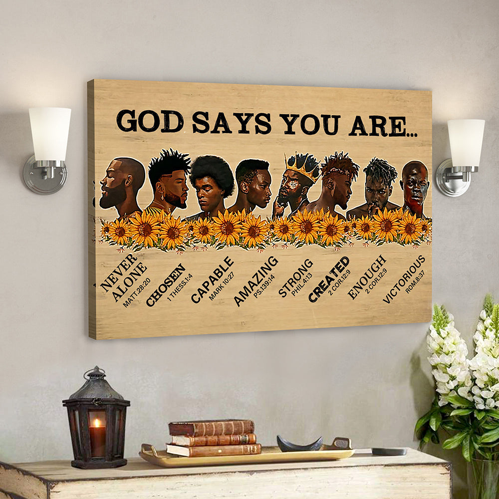 Jesus Canvas Art – Scripture Canvas Wall Art – God Says You Are Canvas Poster