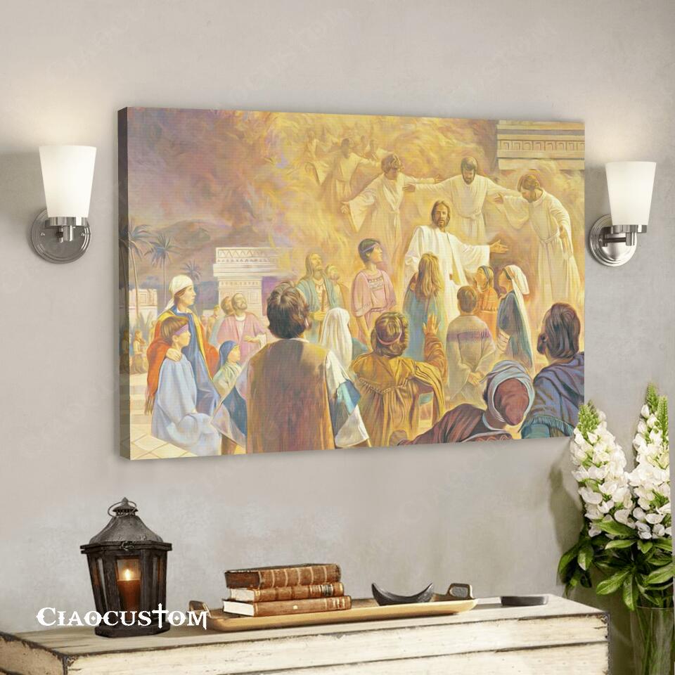 Jesus Christ Among The Nephites – Jesus Canvas Painting – Jesus Canvas Art – Jesus Poster – Jesus Canvas – Christian Gift