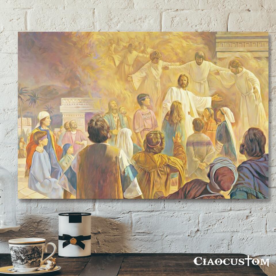 Jesus Christ Among The Nephites – Jesus Canvas Painting – Jesus Canvas Art – Jesus Poster – Jesus Canvas – Christian Gift