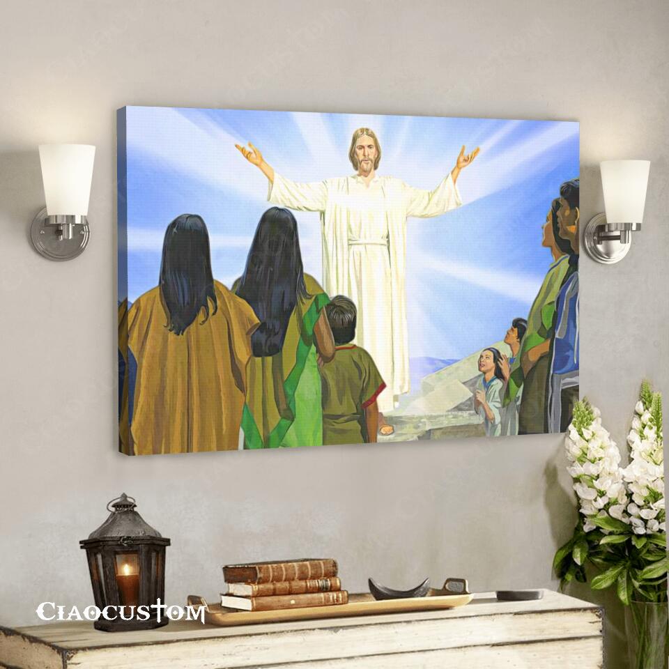 Jesus Christ Appears to the Nephites – Jesus Canvas Painting – Jesus Canvas Art – Jesus Poster – Jesus Canvas – Christian Gift