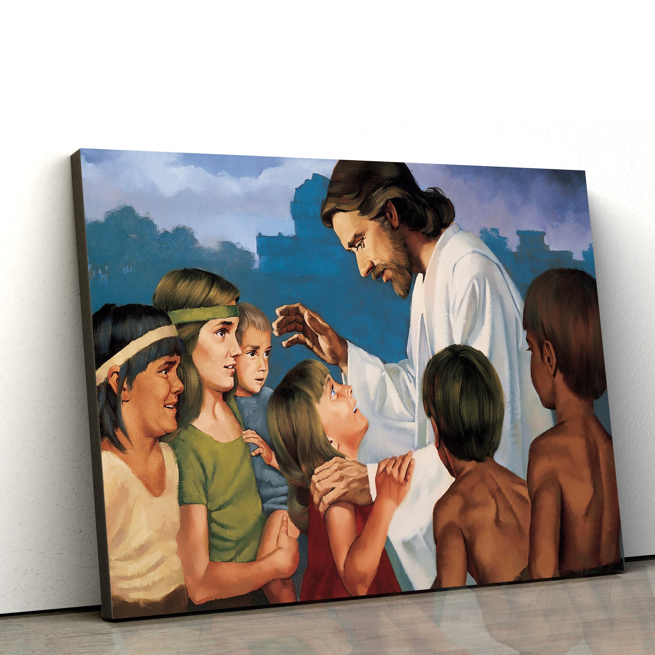 Jesus Christ Blessing Children Nephite Canvas Wall Art – Easter Wall Art – Christian Canvas Wall Art