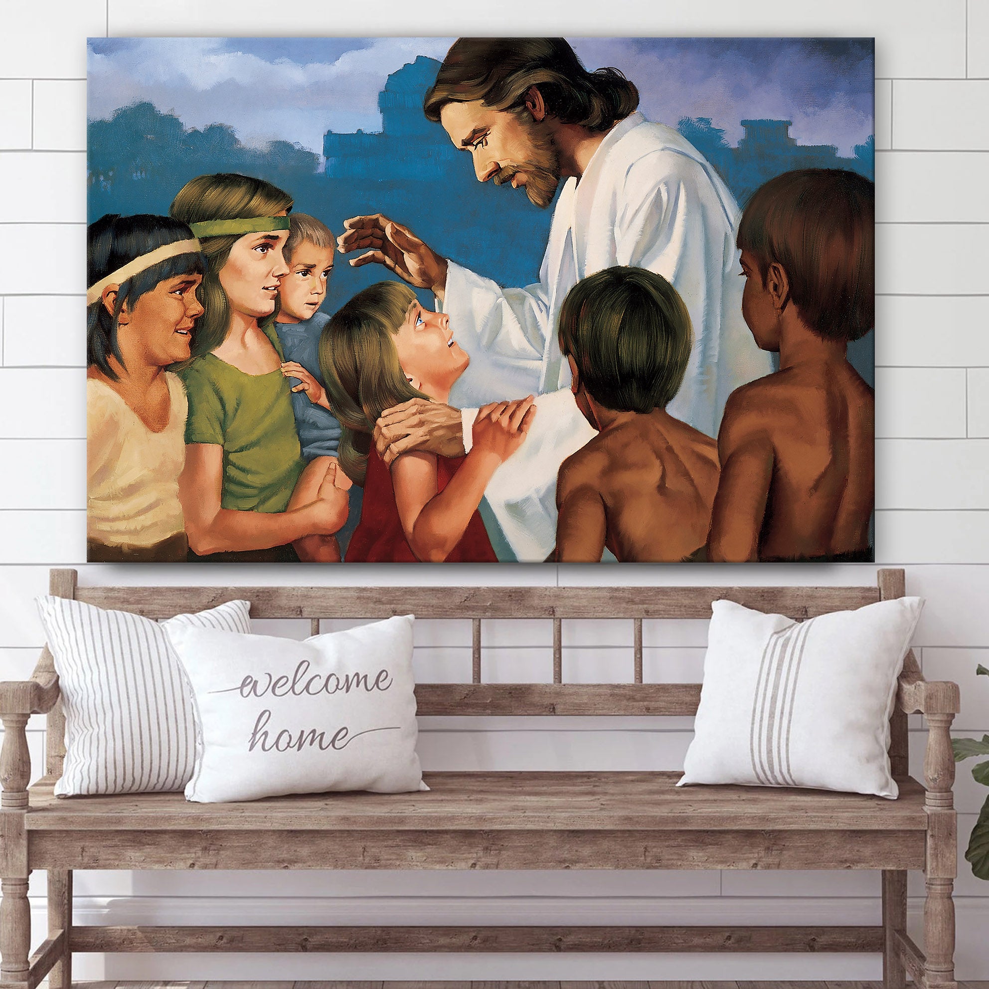 Jesus Christ Blessing Children Nephite Canvas Wall Art – Easter Wall Art – Christian Canvas Wall Art