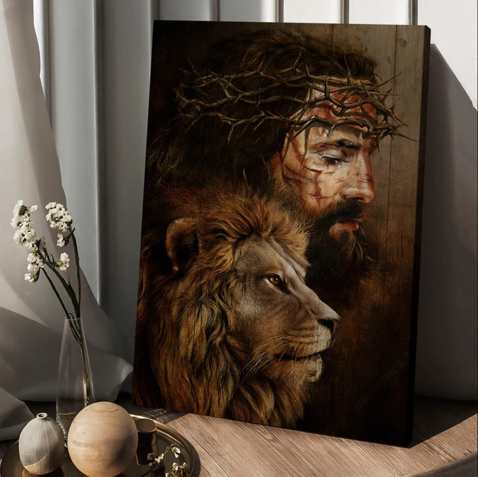 Jesus Christ Crown Of Thorns The Lion Of Judah Canvas Posters – Christian Wall Posters – Religious Wall Decor