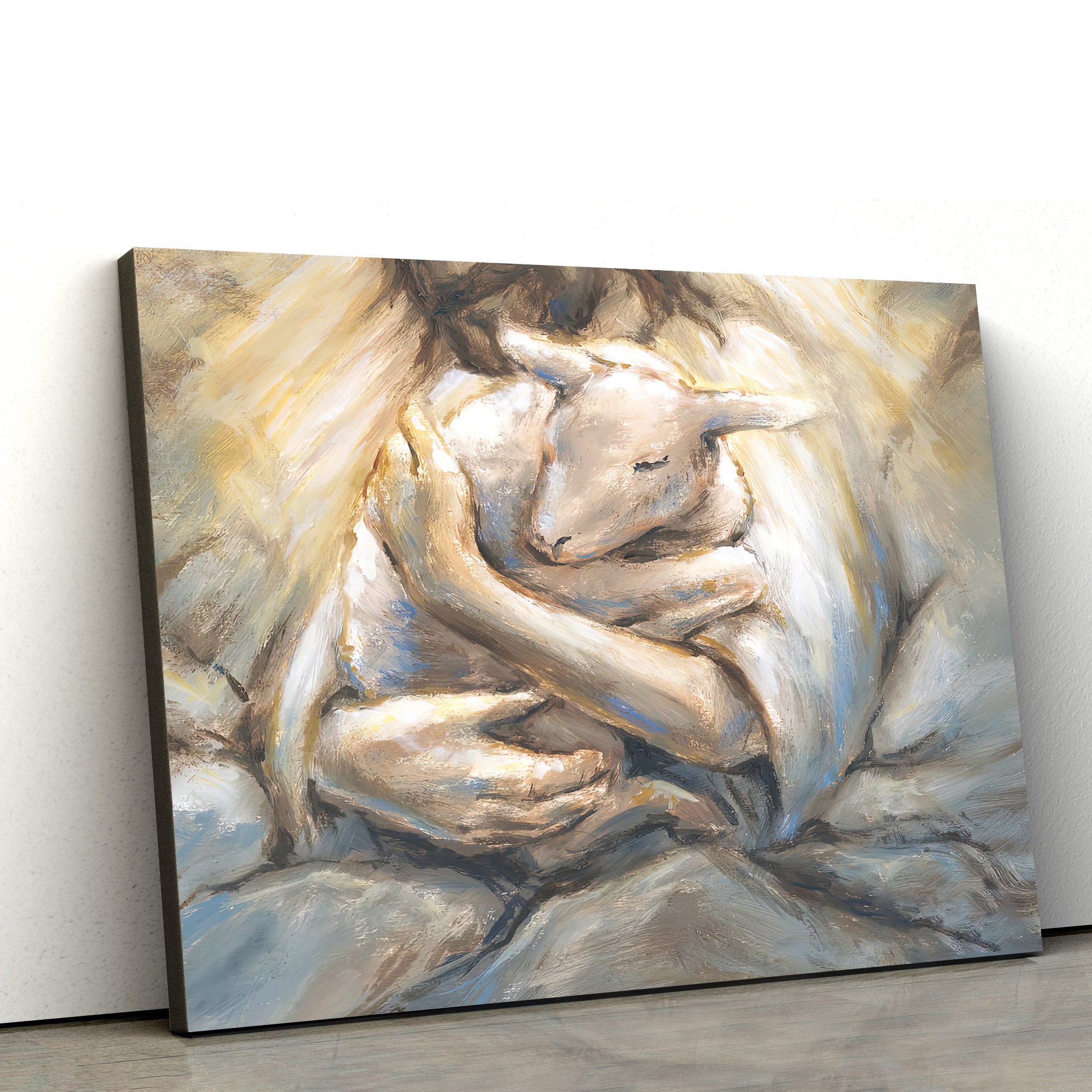 Jesus Christ Embracing Lamb In Rocks Canvas Posters – Jesus Canvas Pictures – Christian Canvas Art