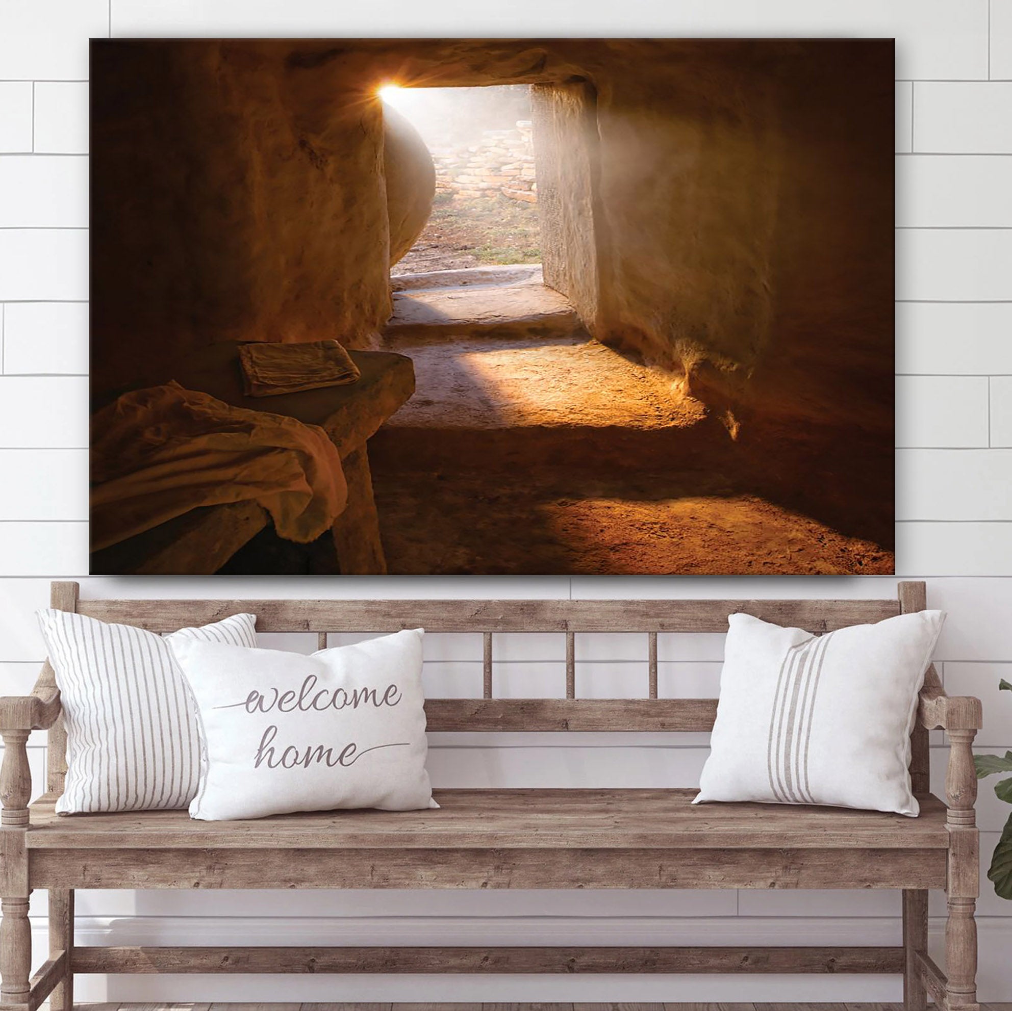 Jesus Christ Empty Tomb Canvas Pictures – Easter Wall Art – Christian Easter Home Decor