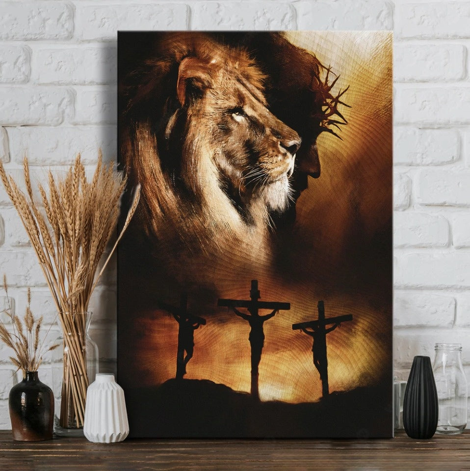 Jesus Christ Jesus On The Cross The Lion Of Judah Jesus Is King Canvas Posters – Christian Wall Posters – Religious Wall Decor