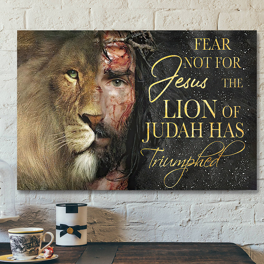 Jesus Christ Poster – Scripture Wall Decor – The Lion Of Judah Has Triumphed Canvas Poster