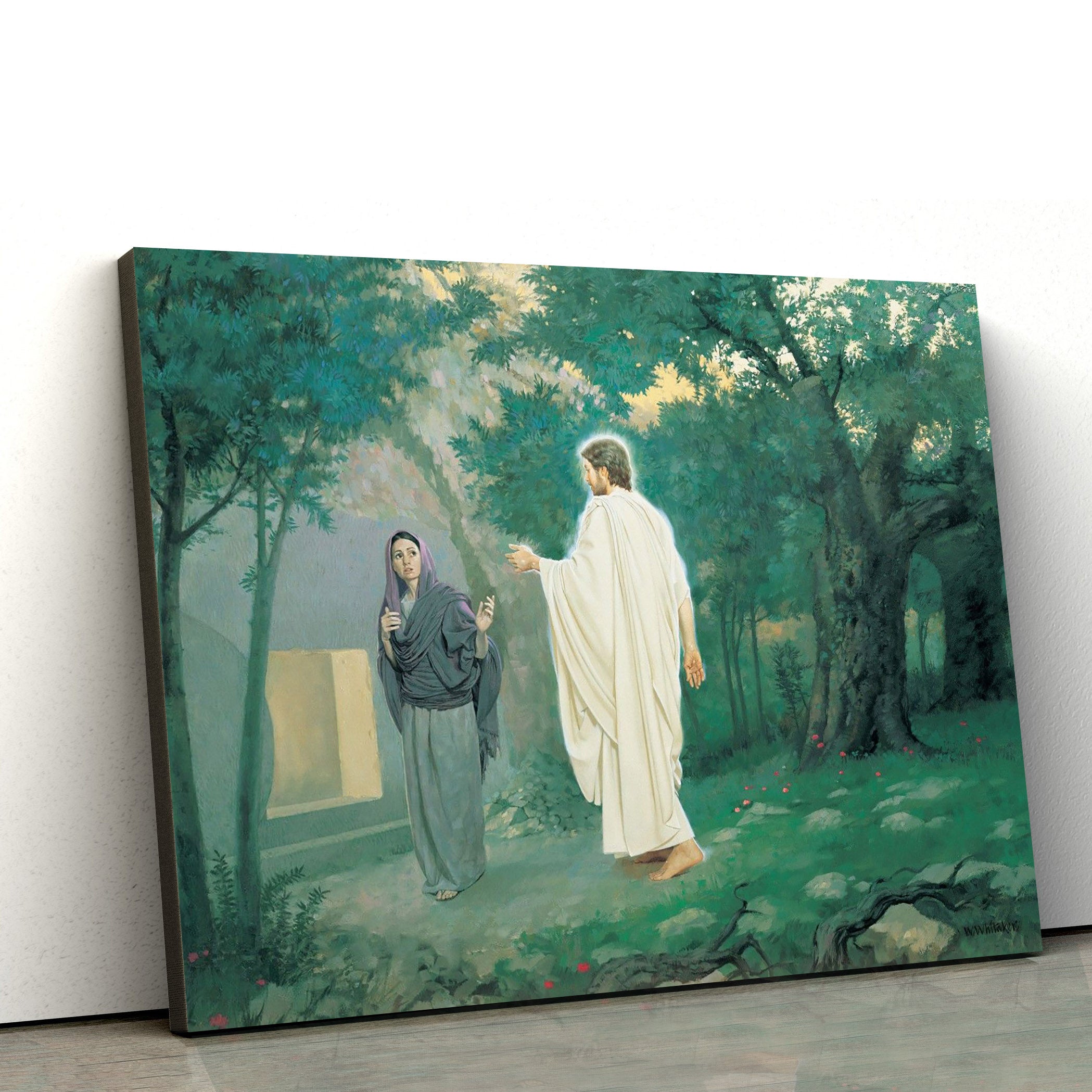 Jesus Christ Resurrected Jesus & Mary Canvas Wall Art – Easter Wall Art – Christian Canvas Wall Art