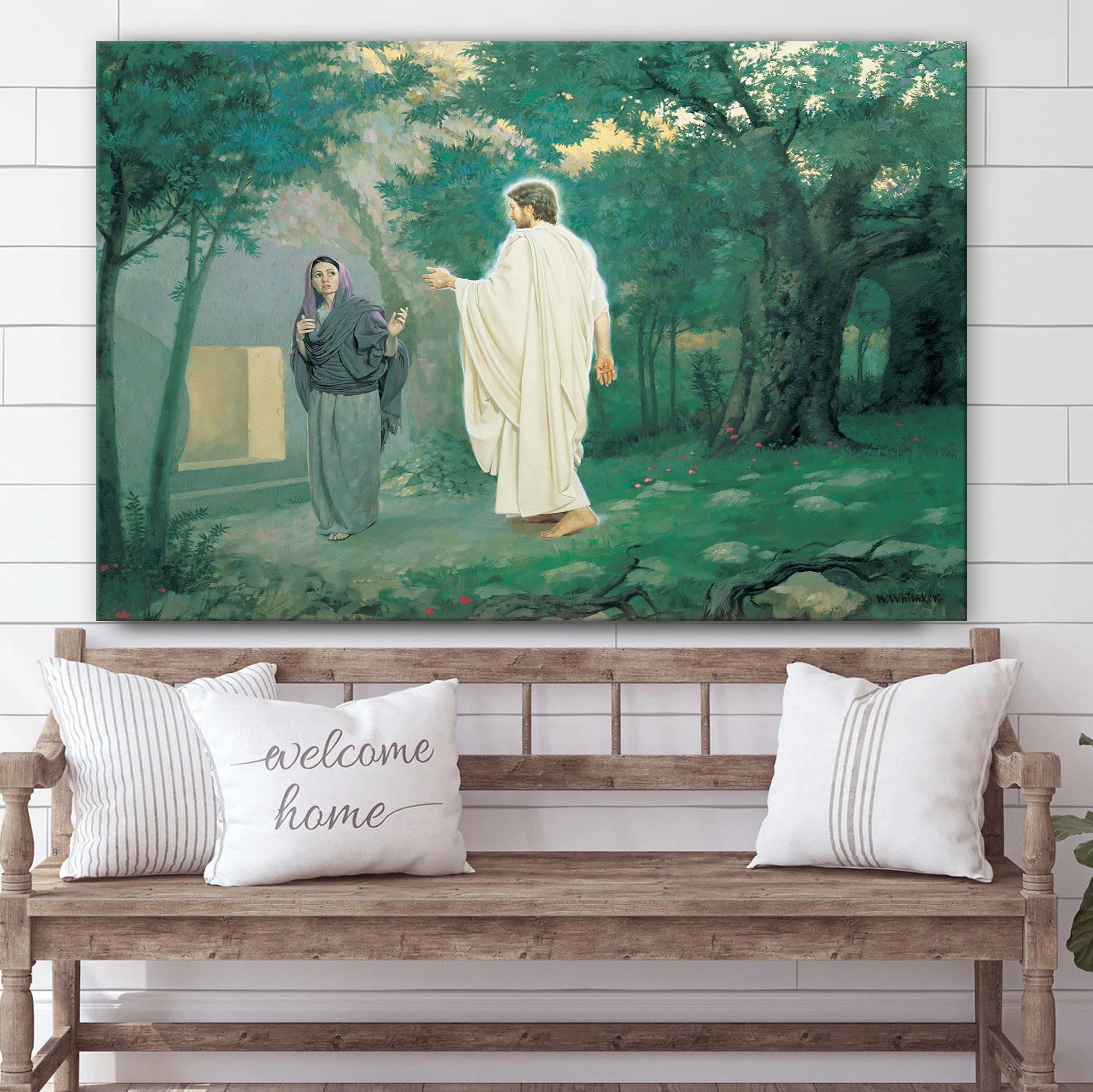 Jesus Christ Resurrected Jesus & Mary Canvas Wall Art – Easter Wall Art – Christian Canvas Wall Art