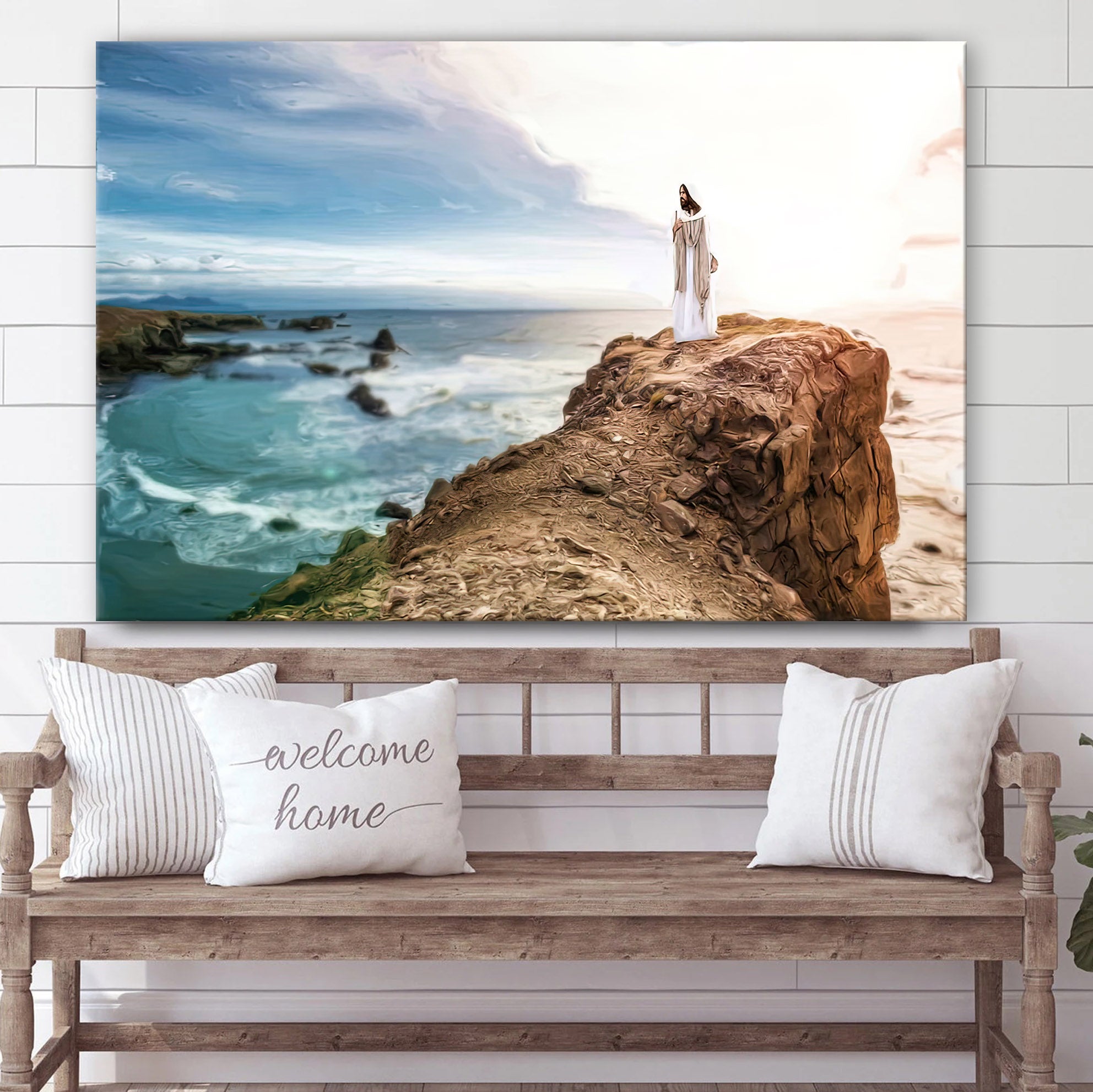 Jesus Christ Standing On Stone Canvas Art – Jesus Christ Pictures – Jesus Wall Art – Christian Wall Decor