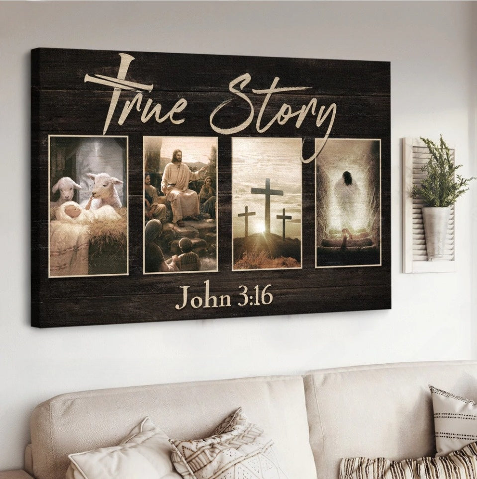 Jesus Christ The Lamb Of God True Story Canvas Wall Art – Jesus Canvas Pictures – Christian Wall Posters