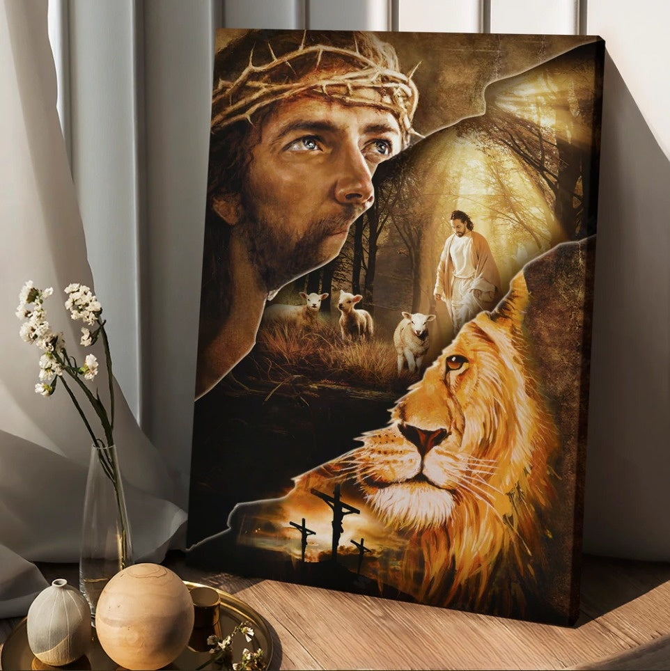 Jesus Christ The Lion Of Judah The Lamb Of God Canvas Posters – Christian Wall Posters – Religious Wall Decor