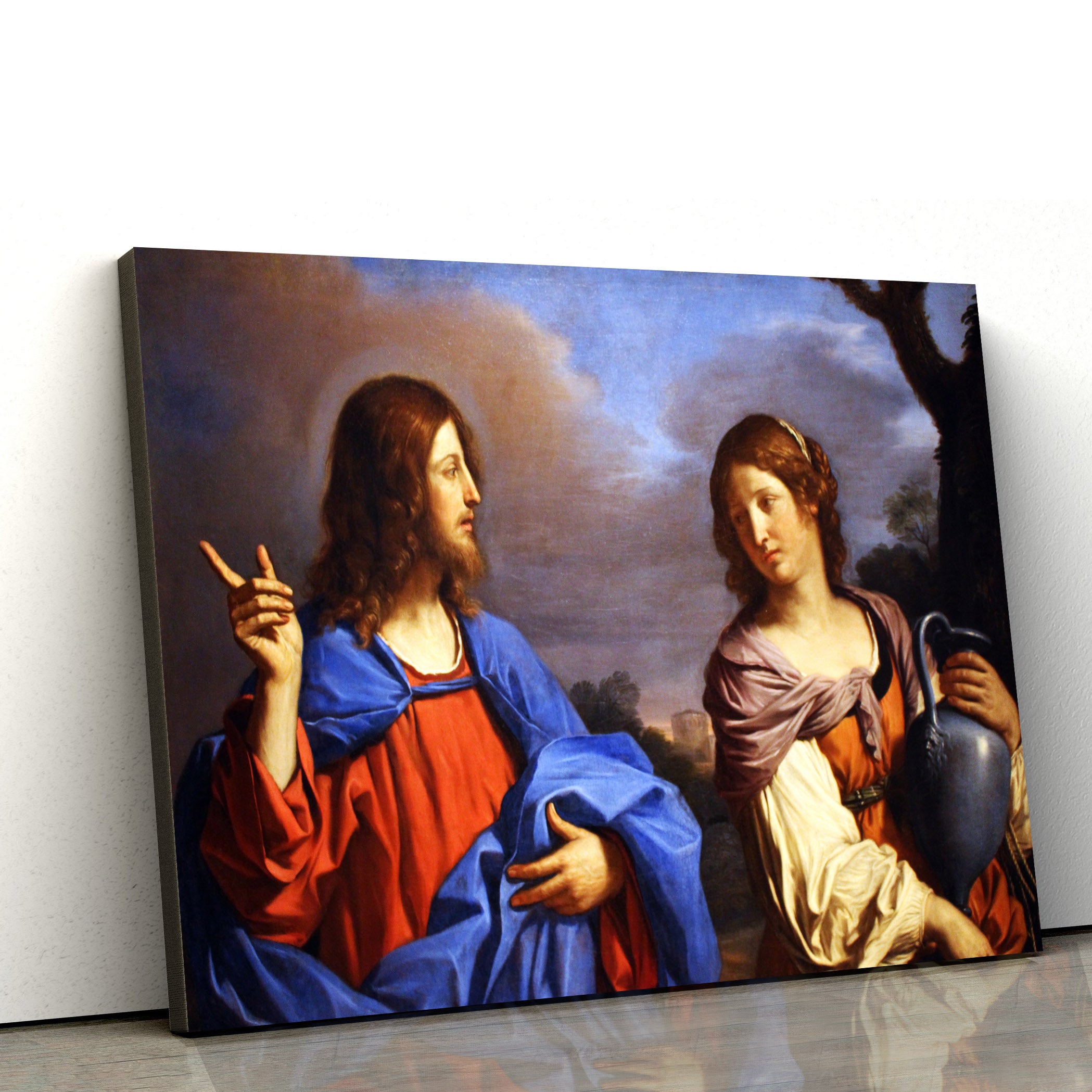 Jesus Christ With A Samarian Woman Canvas Pictures – Jesus Christ Canvas Art – Christian Wall Canvas