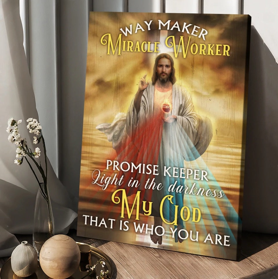 Jesus Colorful Halo Sunset Way Maker Miracle Worker Canvas Posters – Christian Wall Posters – Religious Wall Decor