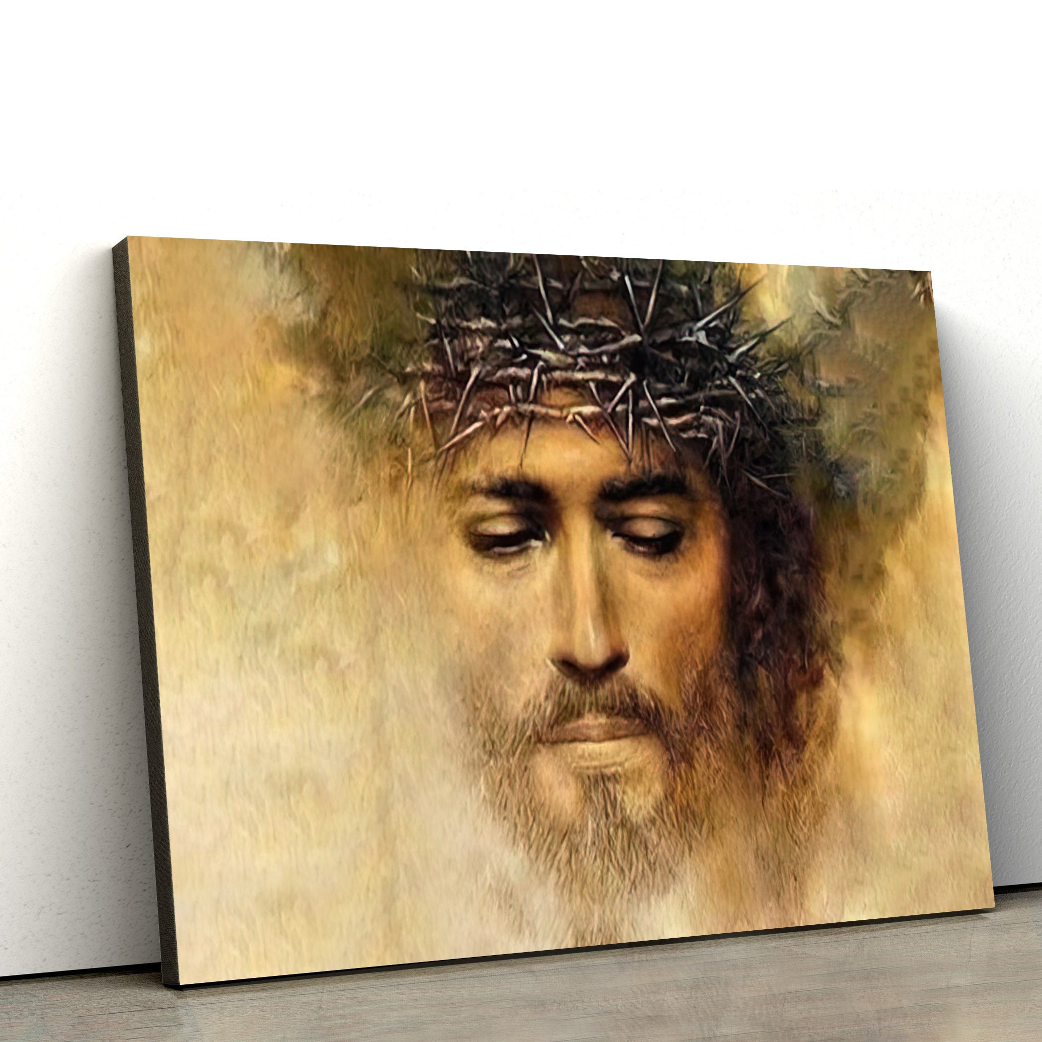 Jesus Crucifixion Crown Of Thorns Canvas Wall Art – Jesus Canvas Picture – Christian Canvas Art