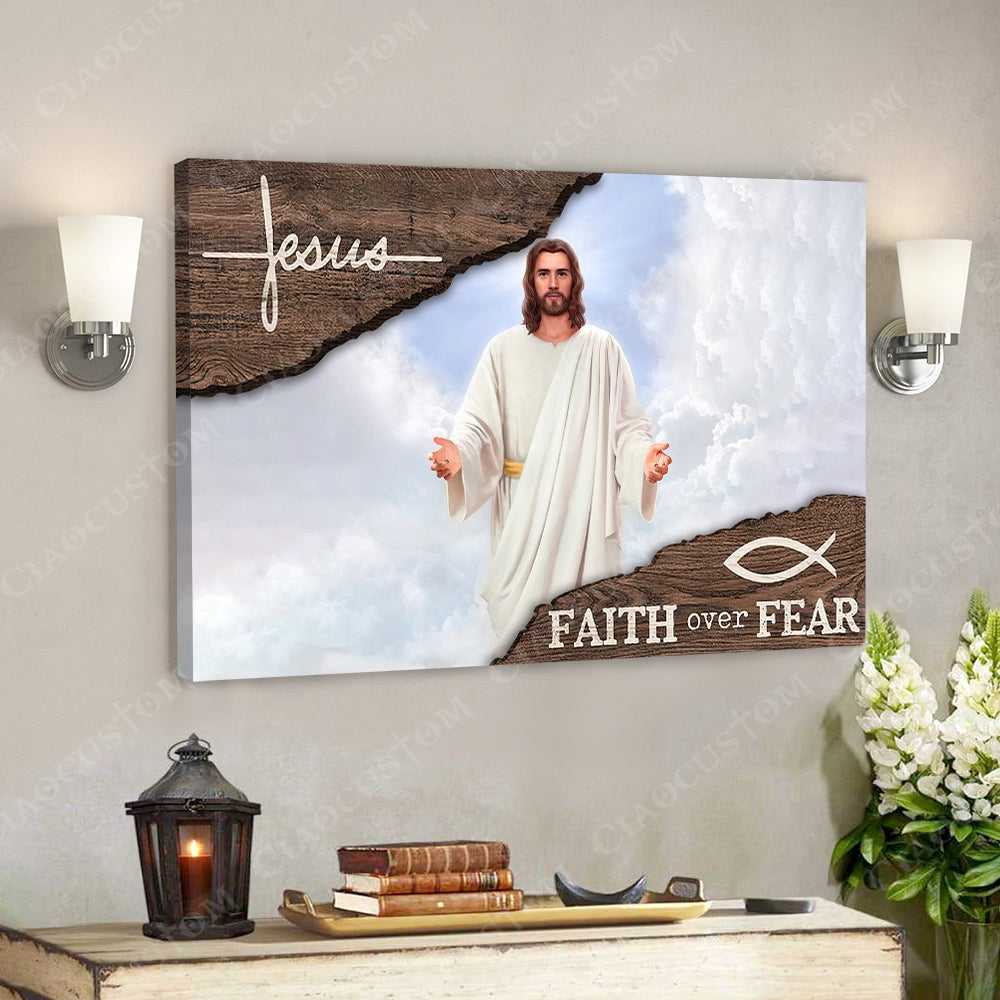 Jesus Faith Over Fear 13 – Jesus Christ Poster – Jesus Poster – Jesus Canvas Wall Art – Bible Verse Canvas Wall Art – Scripture Canvas