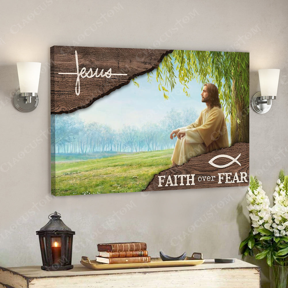 Jesus Faith Over Fear 6 – Jesus Christ Poster – Jesus Poster – Jesus Canvas Wall Art – Bible Verse Canvas Wall Art – Scripture Canvas