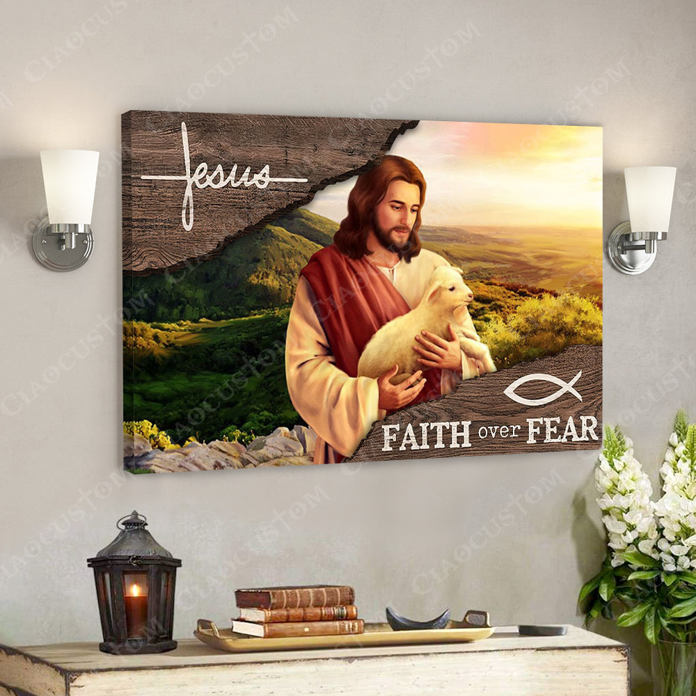 Jesus Faith Over Fear 8 – Jesus Christ Poster – Jesus Poster – Jesus Canvas Wall Art – Bible Verse Canvas Wall Art – Scripture Canvas