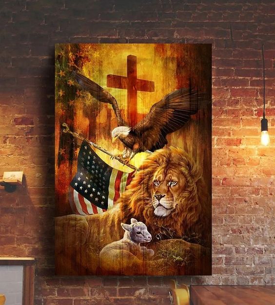 Jesus God Blesses Our America Canvas Posters – Christian Wall Posters – Religious Wall Decor