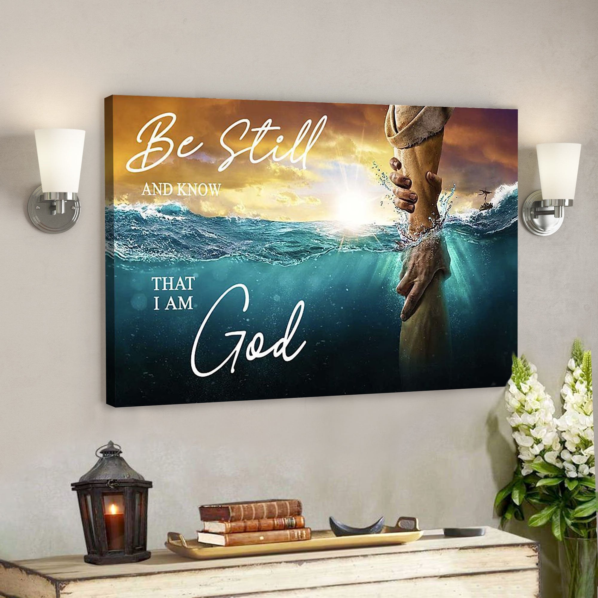 Jesus God Landscape Canvas Prints – God Wall Art – Be Still And Know That I Am God