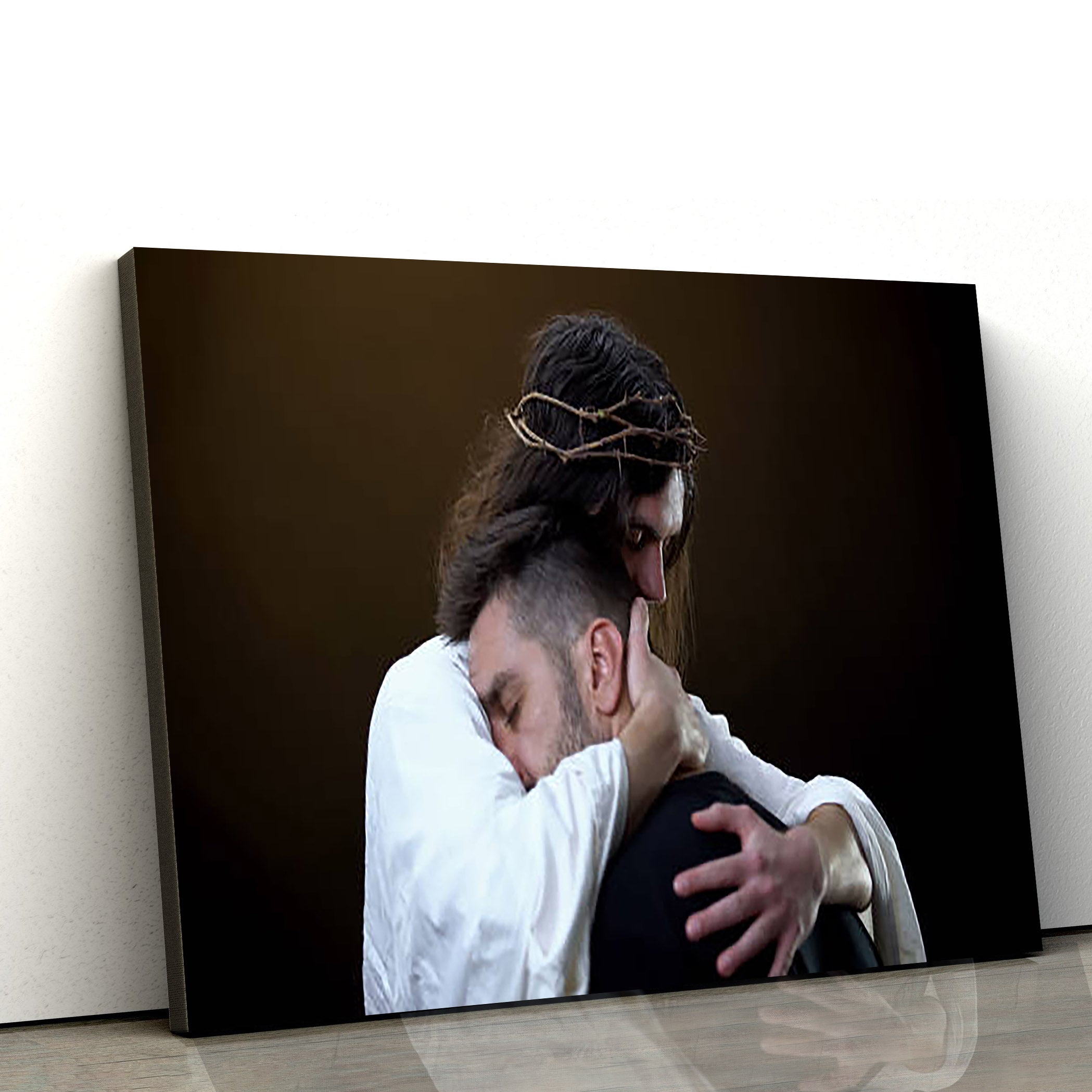 Jesus Holding Man Canvas Pictures – Jesus Christ Canvas Art – Christian Wall Canvas