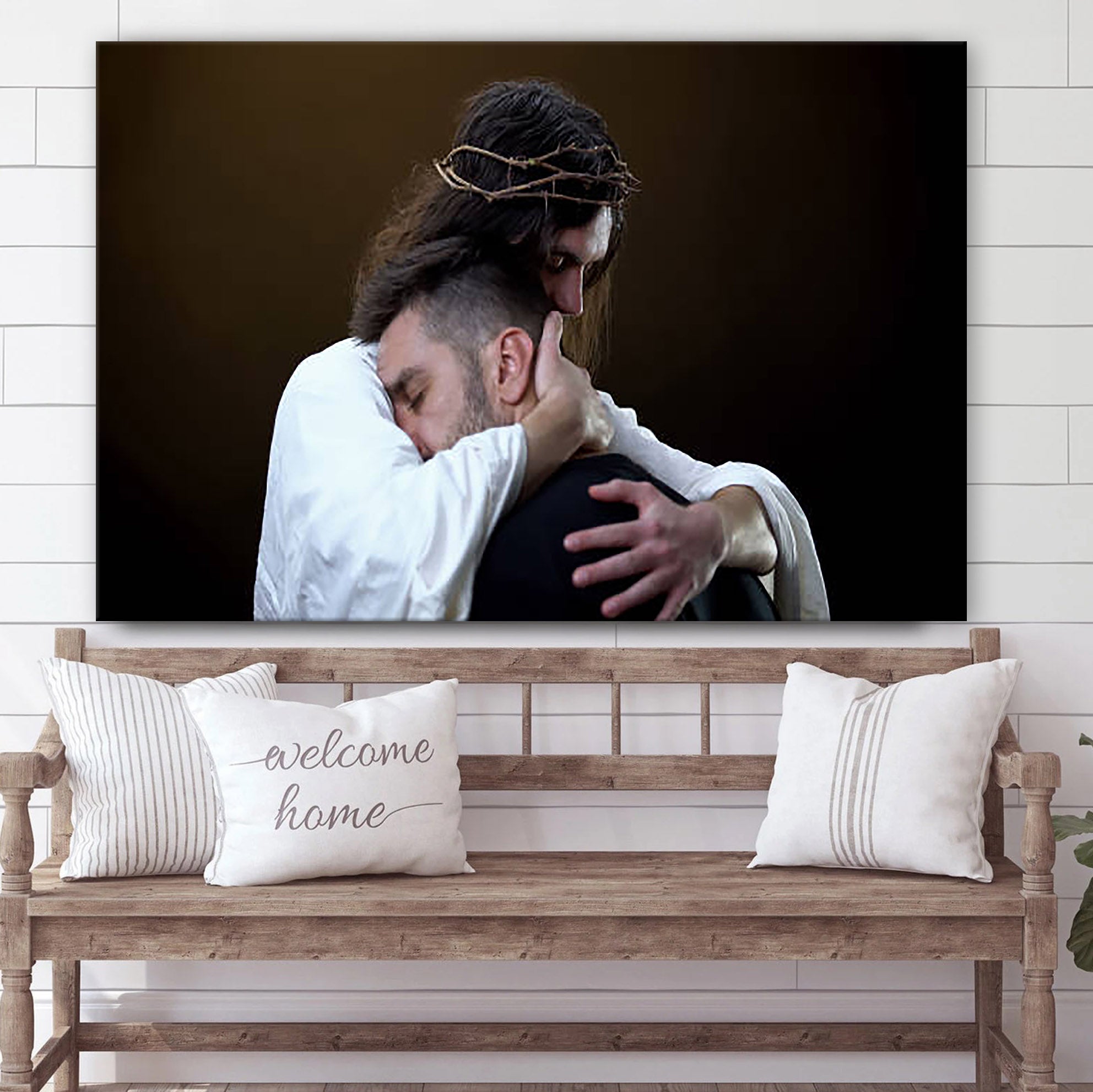 Jesus Holding Man Canvas Pictures – Jesus Christ Canvas Art – Christian Wall Canvas