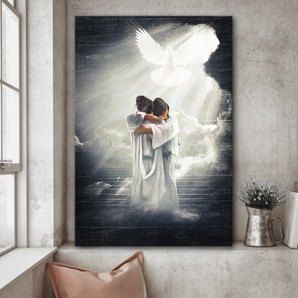 Jesus Hugging Mystic Light Canvas Posters – Christian Wall Posters – Religious Wall Decor