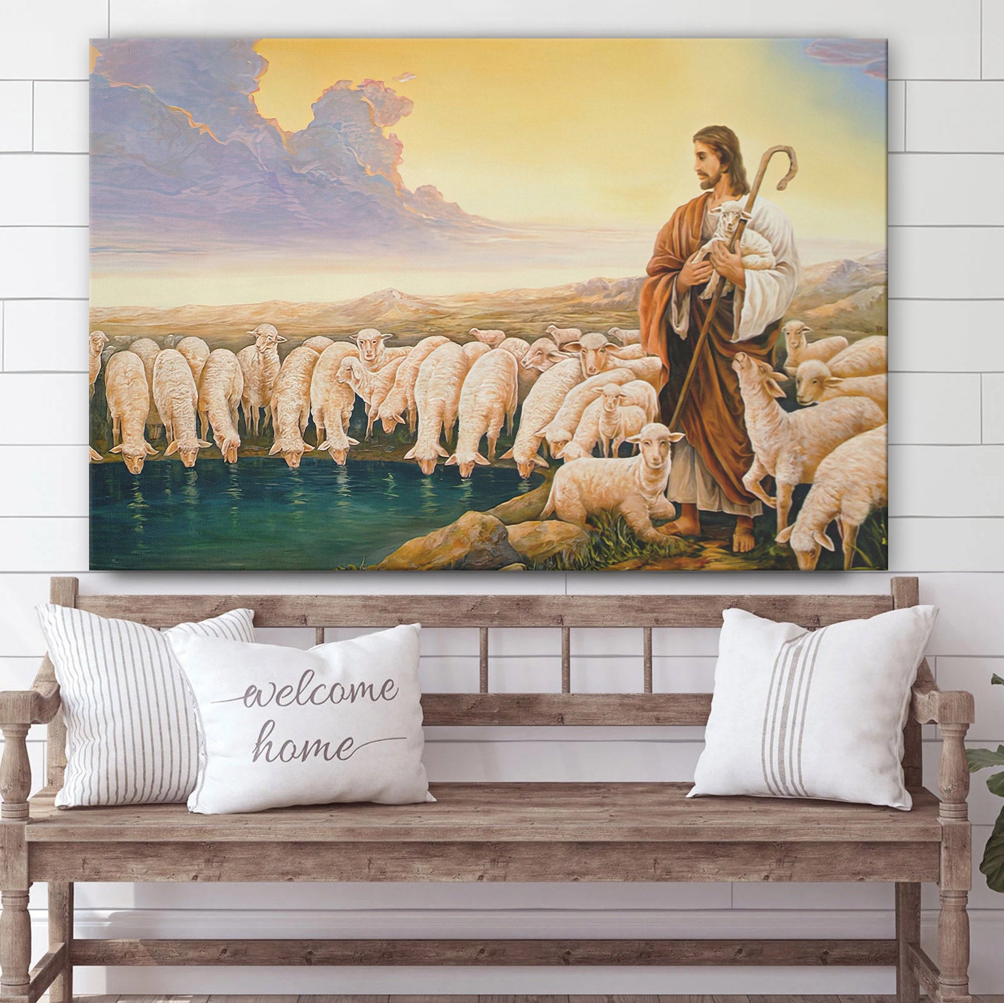 Jesus Is The Great Shepherd Canvas – Jesus Lamb On Shoulders Posters