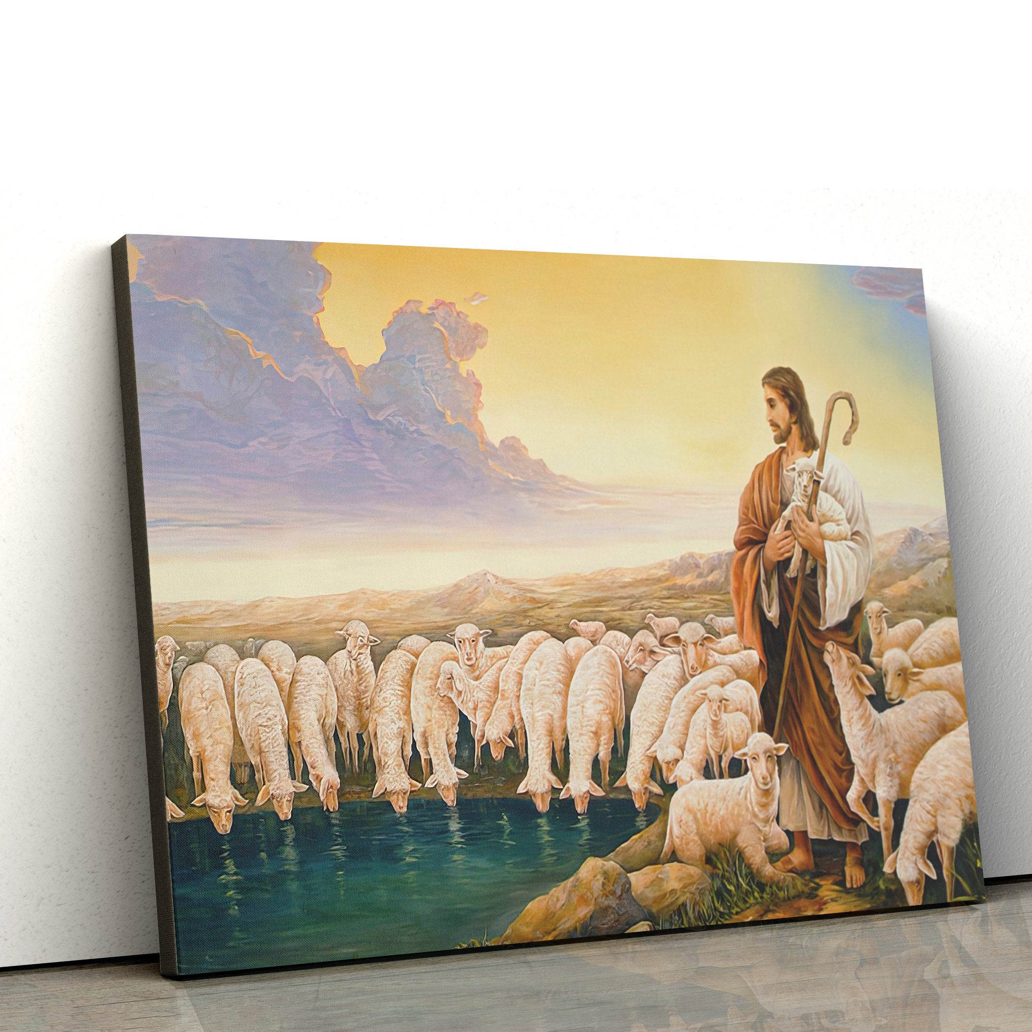 Jesus Is The Great Shepherd Canvas – Jesus Lamb On Shoulders Posters