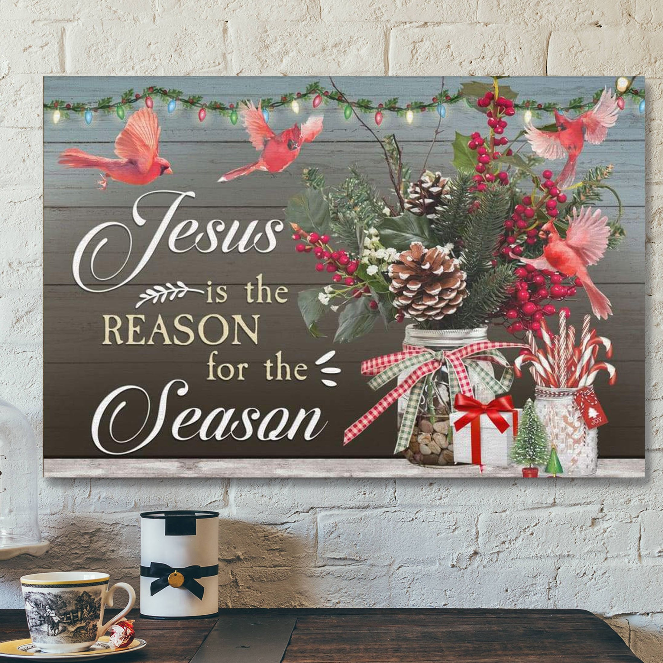 Jesus Is The Reason For The Season Christmas Canvas Print – Cardinal Bird Canvas – Christmas Gifts