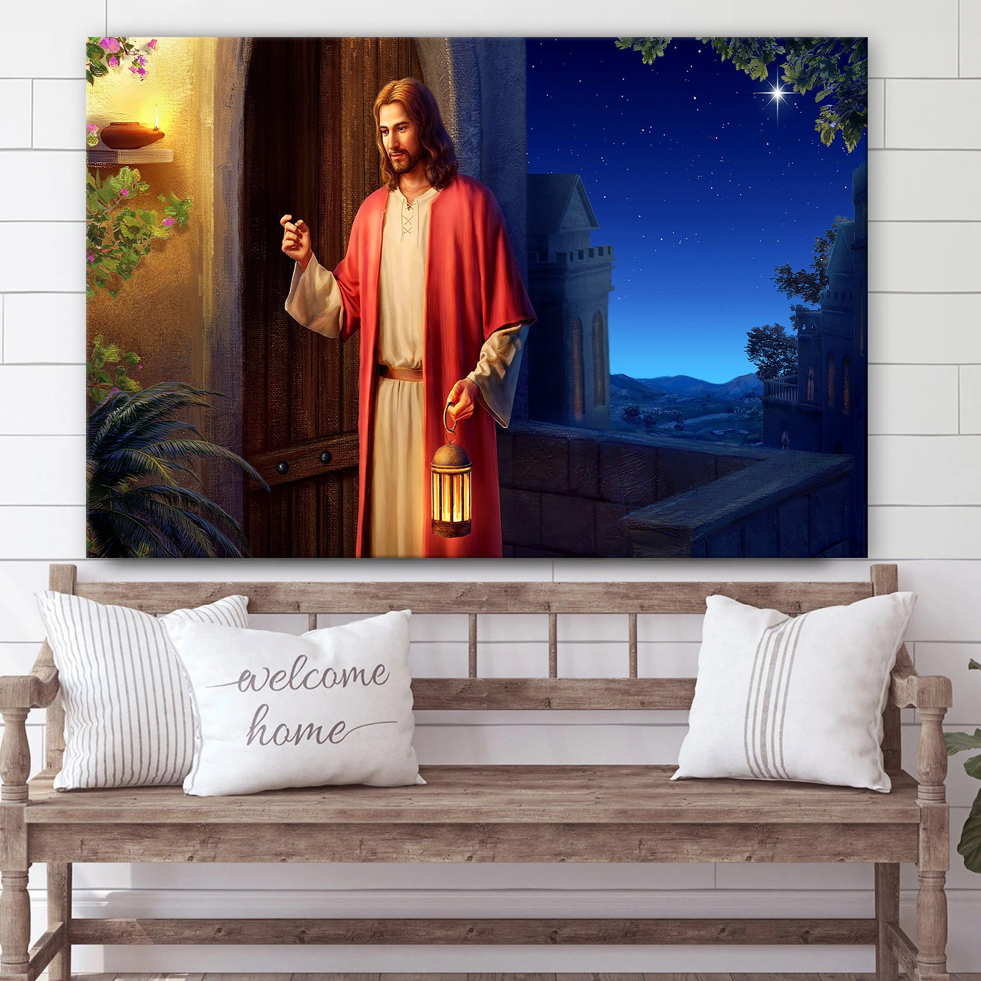 Jesus Knock The Door Canvas Pictures – Jesus Christ Canvas Art – Christian Wall Canvas