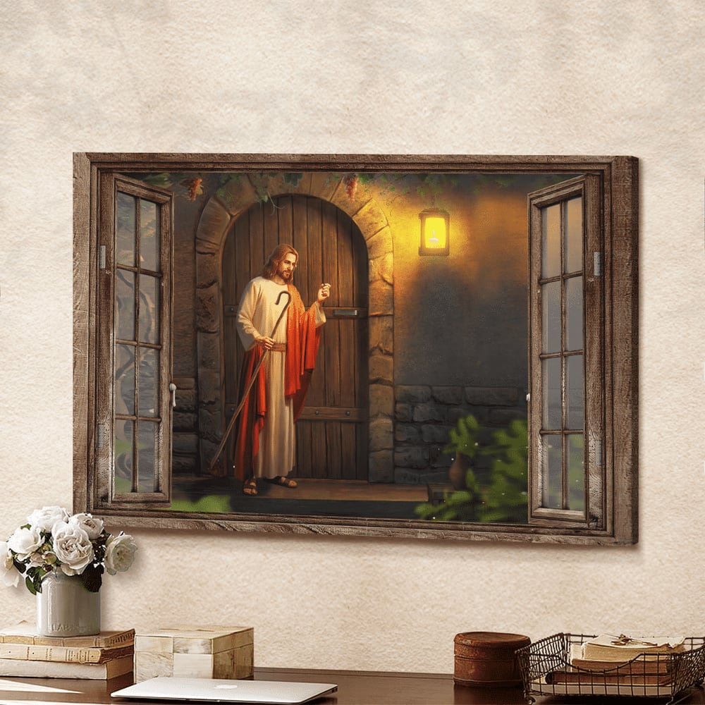 Jesus Knocks On The Door Canvas Wall Art – Jesus Canvas Pictures – Christian Wall Posters