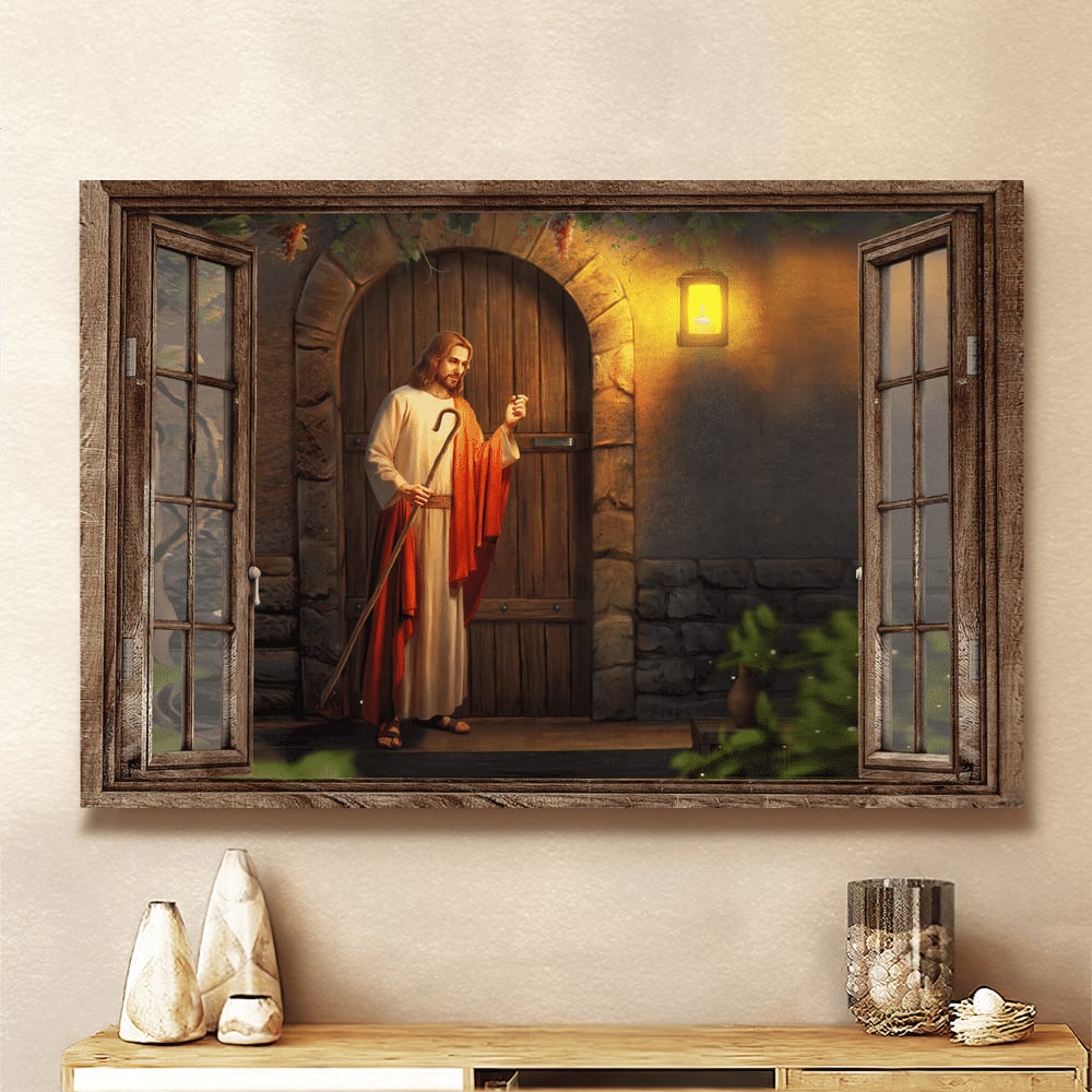 Jesus Knocks On The Door Canvas Wall Art – Jesus Canvas Pictures – Christian Wall Posters