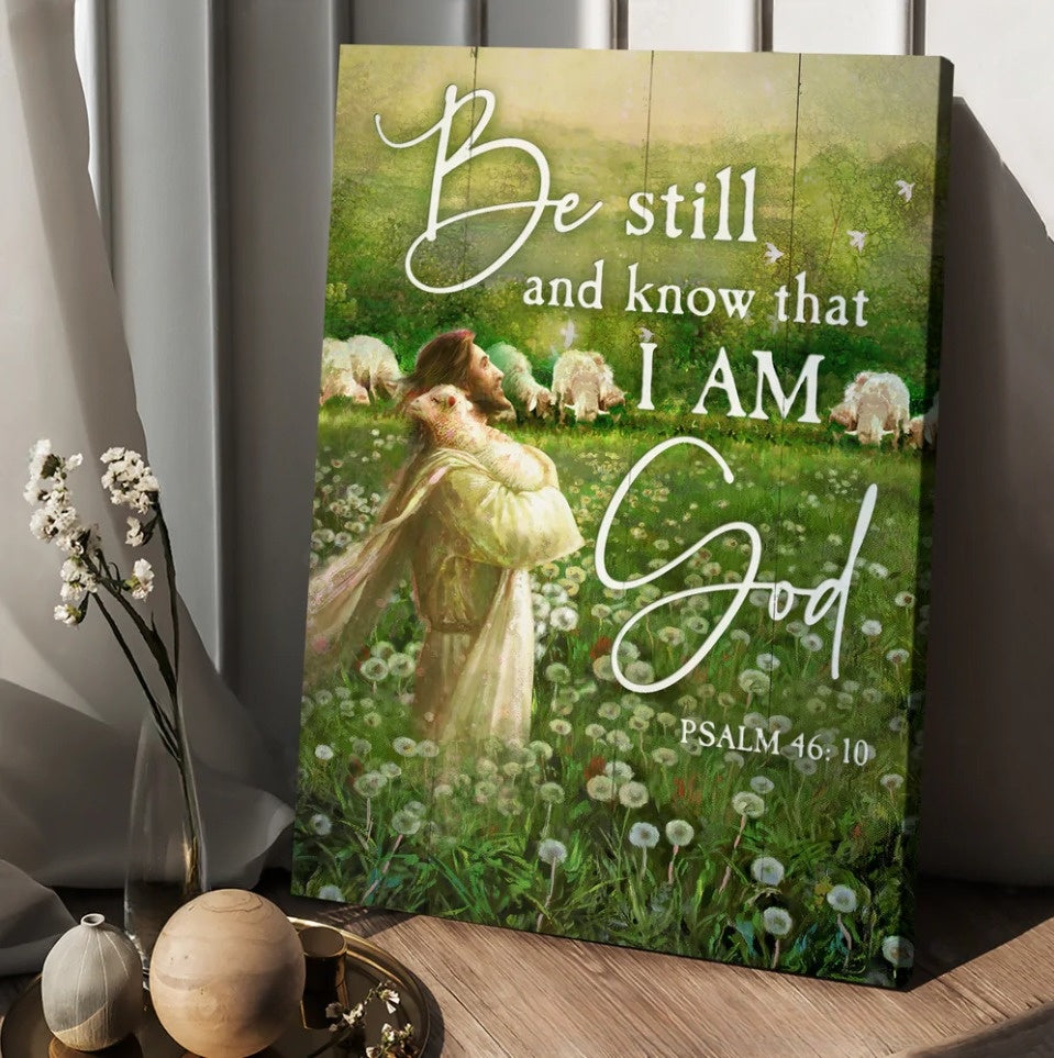 Jesus Lamb Dandelion Field Be Still And Know That I Am God Canvas Posters – Christian Wall Posters – Religious Wall Decor