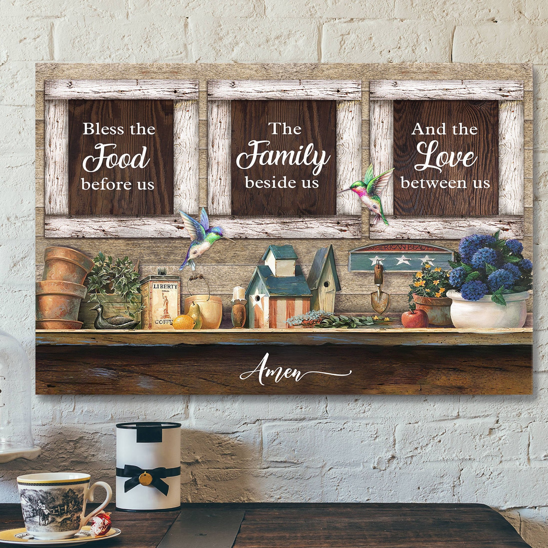 Jesus Landscape Canvas Print – God Wall Art – Bless The Food Before Us