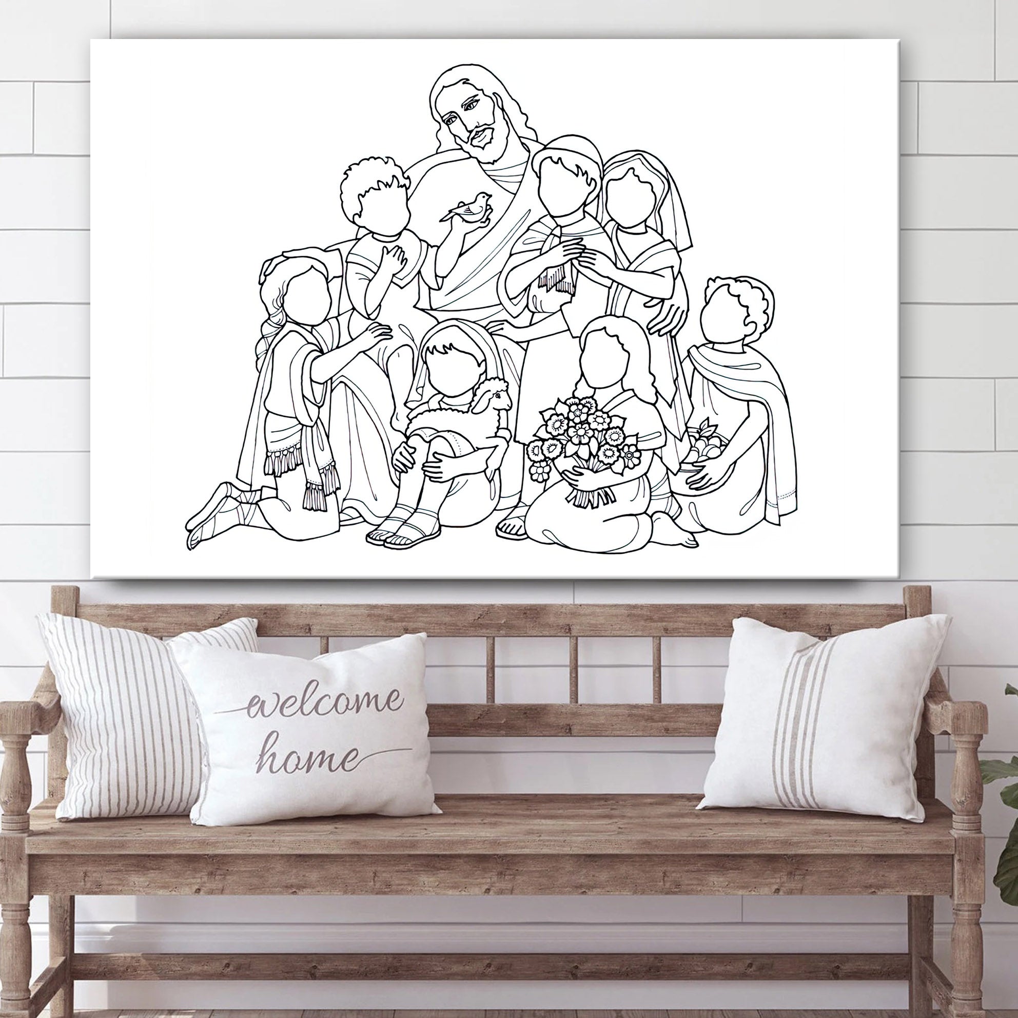 Jesus Laughing With Children Canvas Poster – Christian Wall Art