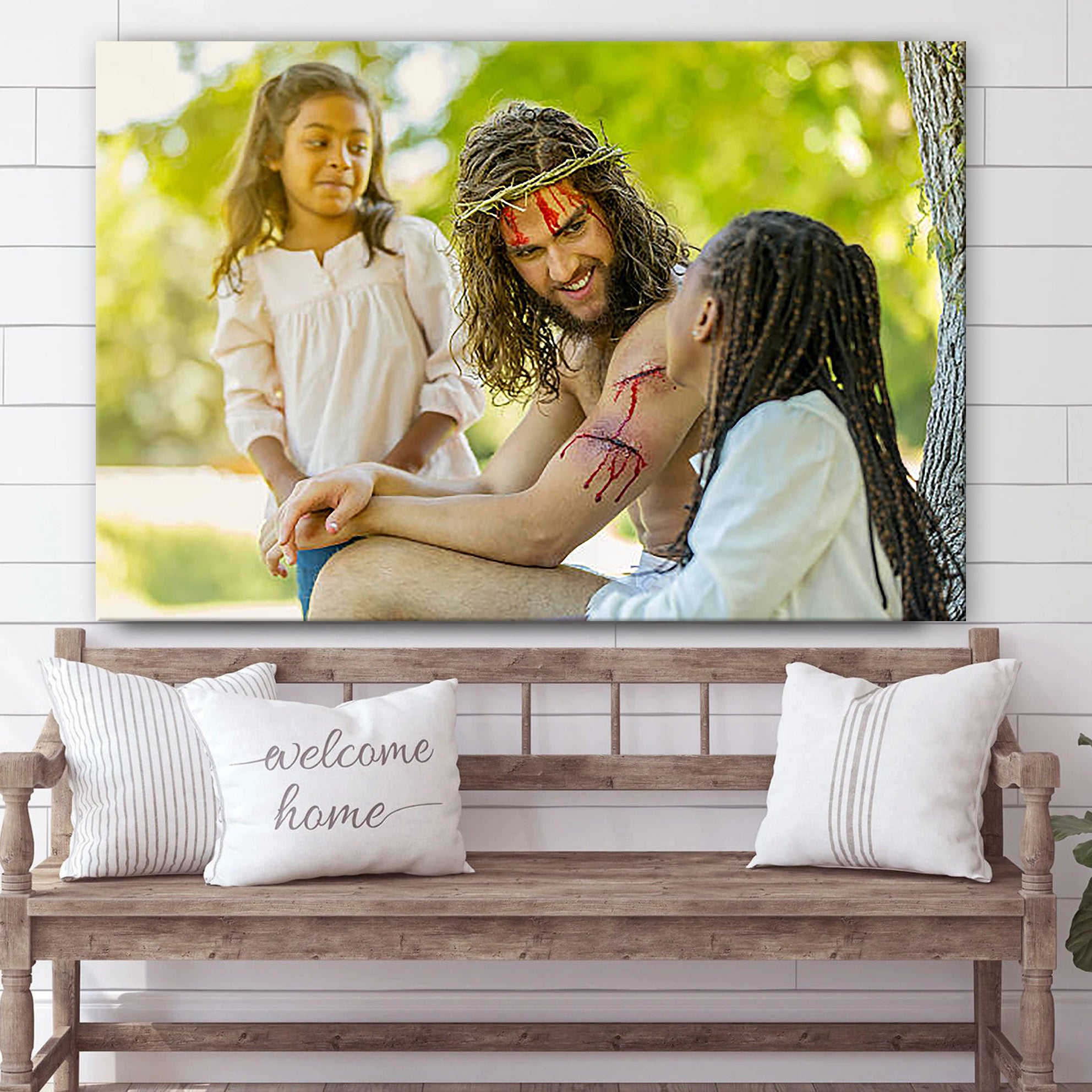 Jesus Lauging Canvas Pictures – Jesus Christ Canvas Art – Christian Wall Canvas