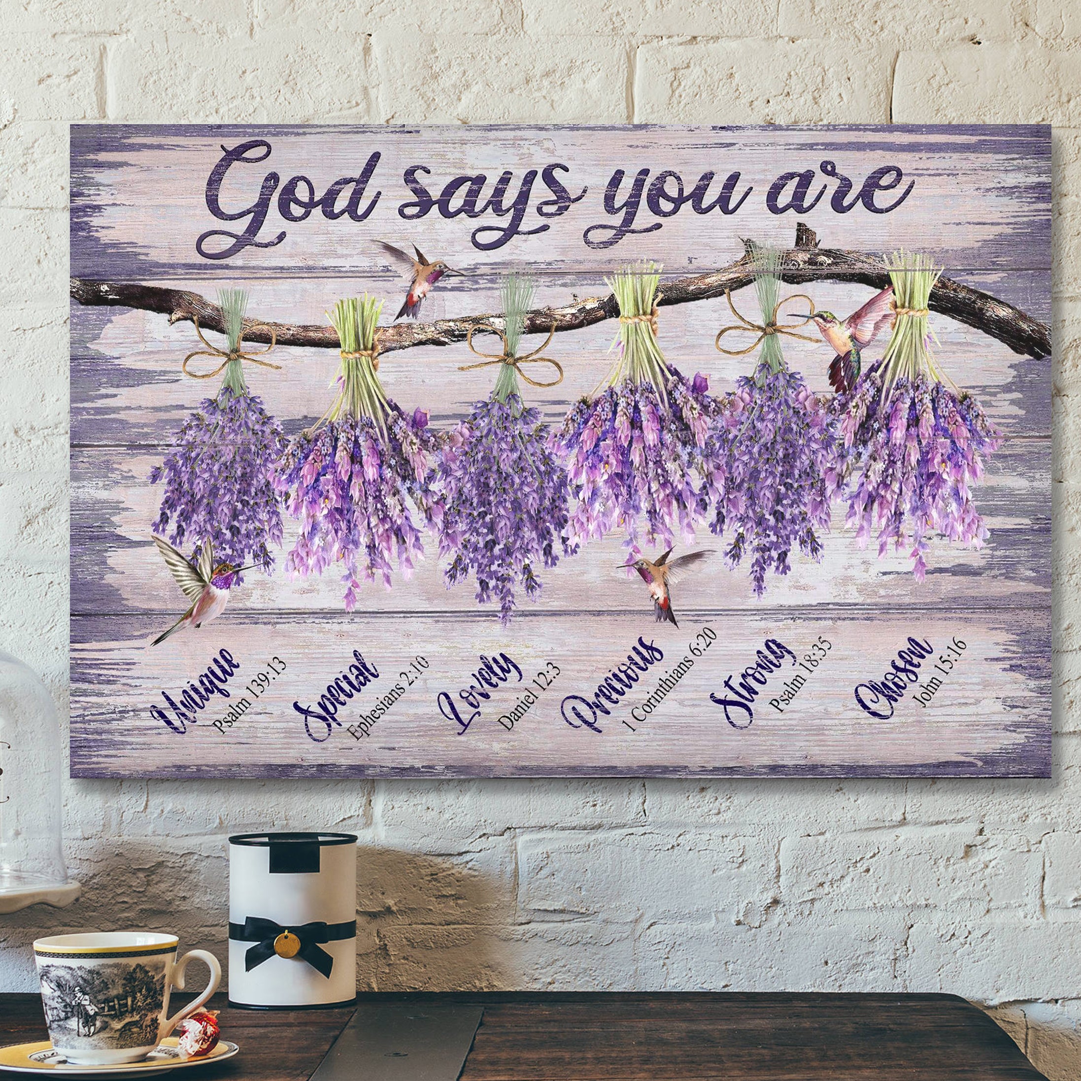 Jesus – Lavender – God Says You Are – Bible Verse Canvas – Scripture Canvas Wall Art