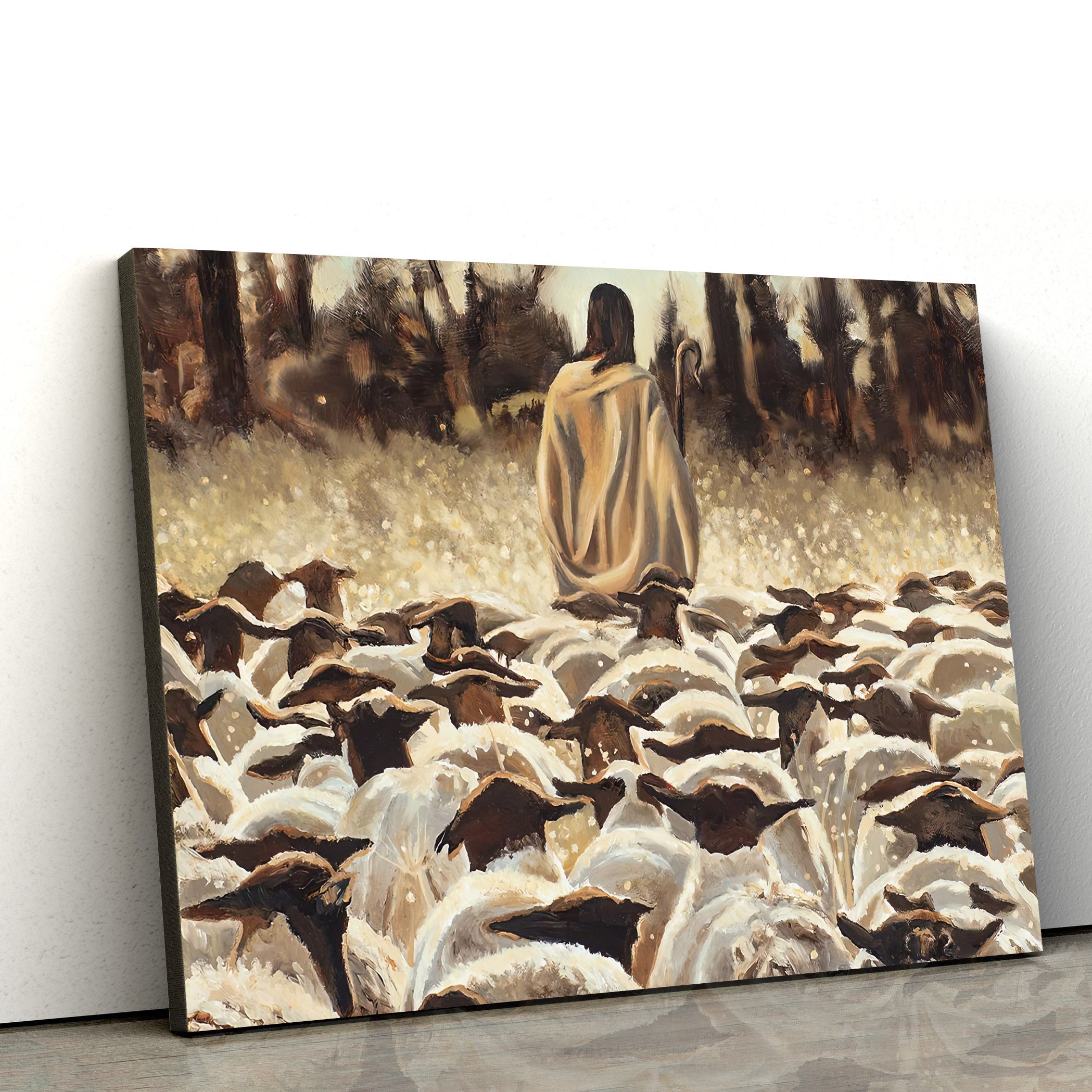 Jesus Leading A Flock Of Sheep Canvas Poster – Be Ye Followers Of Me Canvas – Jesus Christ Canvas Art – Christian Wall Decor