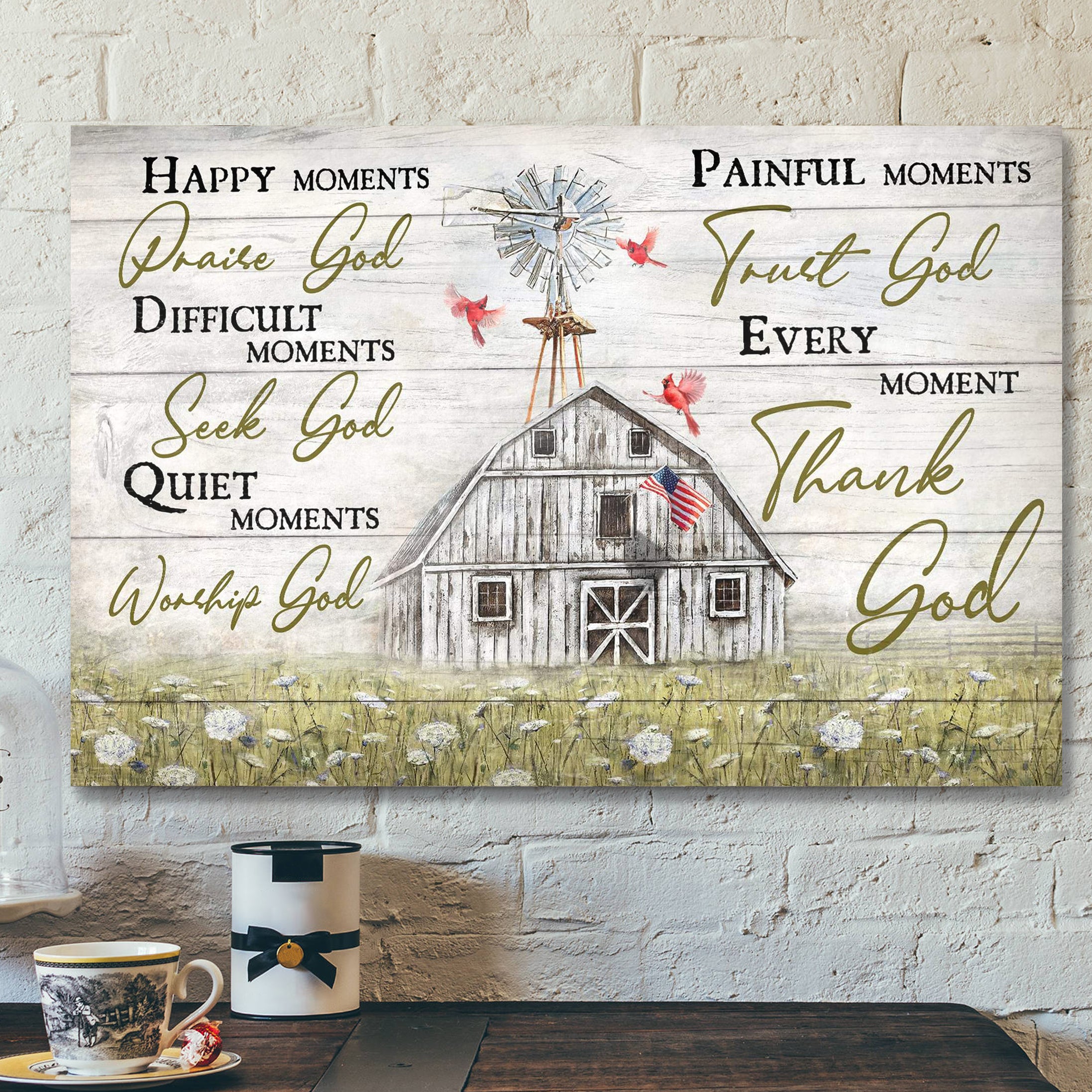 Jesus – Life On Farm – Every Moment Thank God – Bible Verse Canvas – Scripture Canvas Wall Art