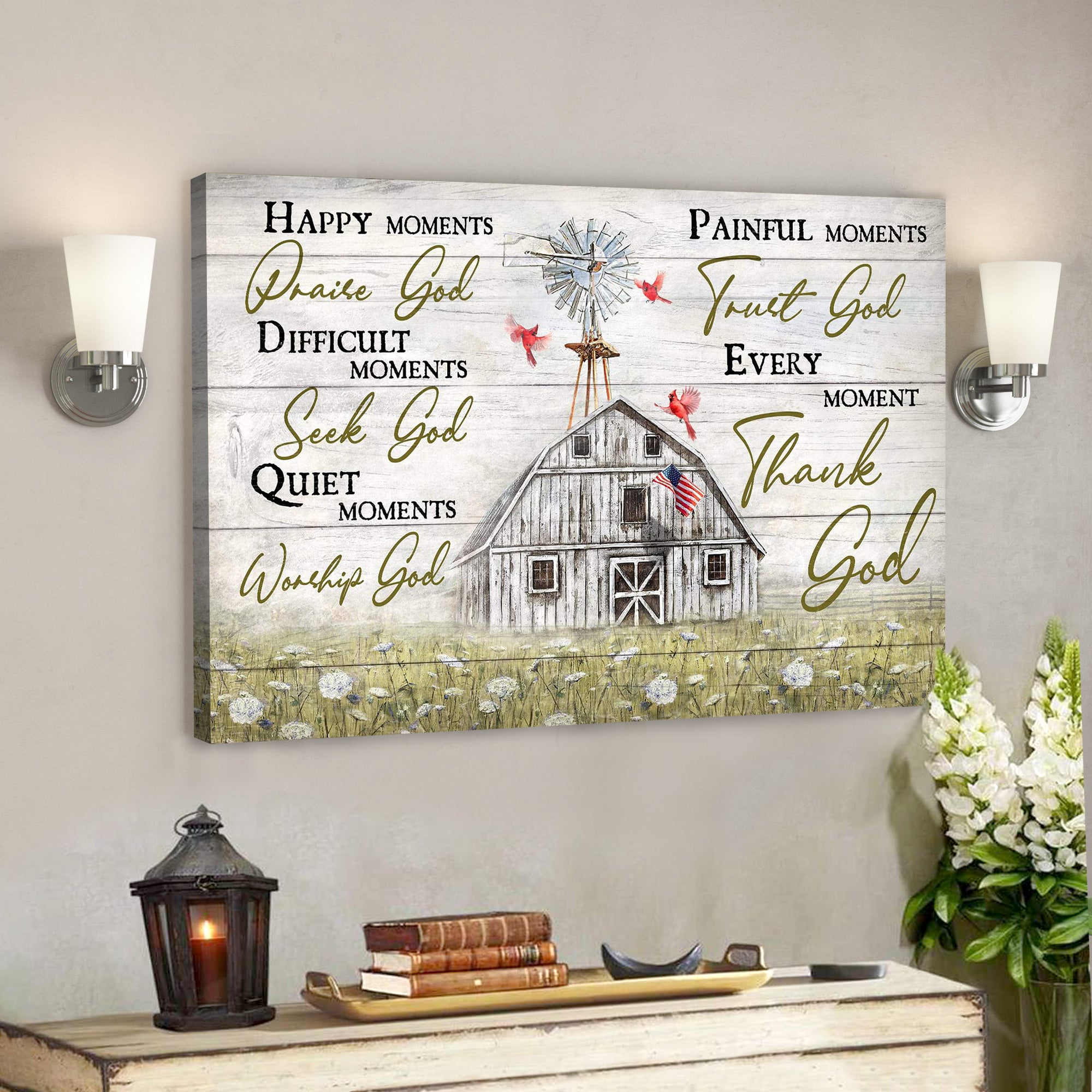 Jesus – Life On Farm – Every Moment Thank God – Bible Verse Canvas – Scripture Canvas Wall Art