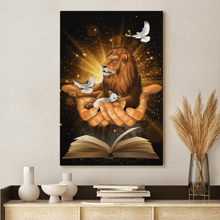 Jesus Lion Dove Canvas Posters – Christian Wall Posters – Religious Wall Decor