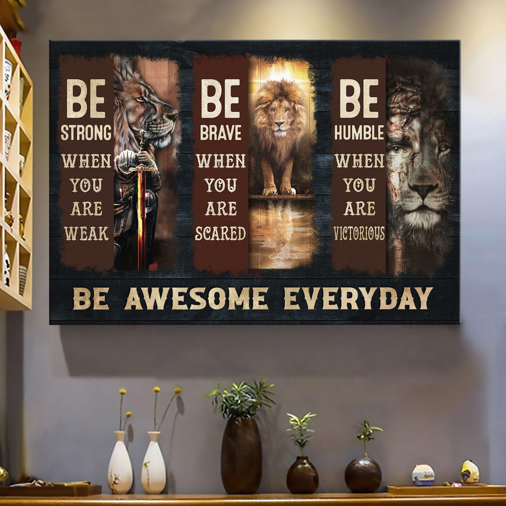 Jesus Lion Of Judah Warrior Be Awesome Everyday Canvas Wall Art – Jesus Canvas Pictures – Christian Wall Posters