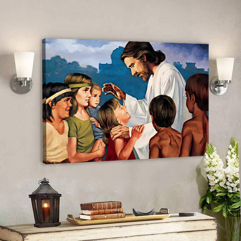 Jesus Loves The Little Children – Jesus Pictures – Jesus Canvas Poster – Jesus Wall Art – Faith Canvas – Gift For Christian